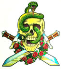 Skull swords snake vintage t-shirt iron-on